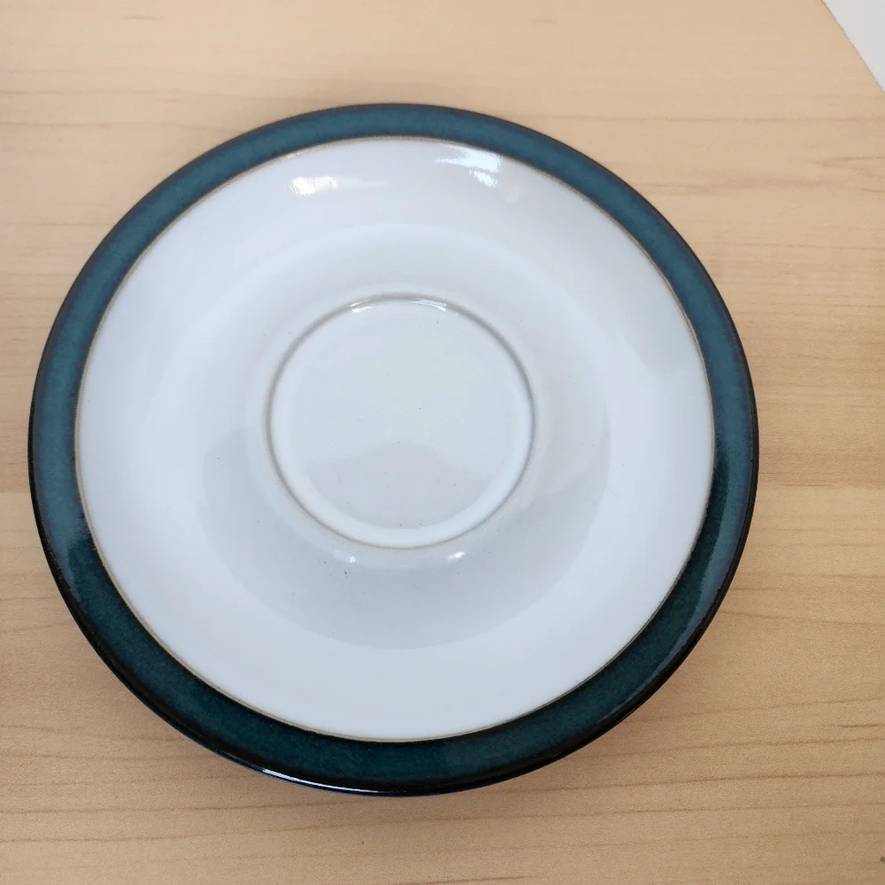 Vintage Denby England Greenwich Teal Stoneware Cup & Saucer Set